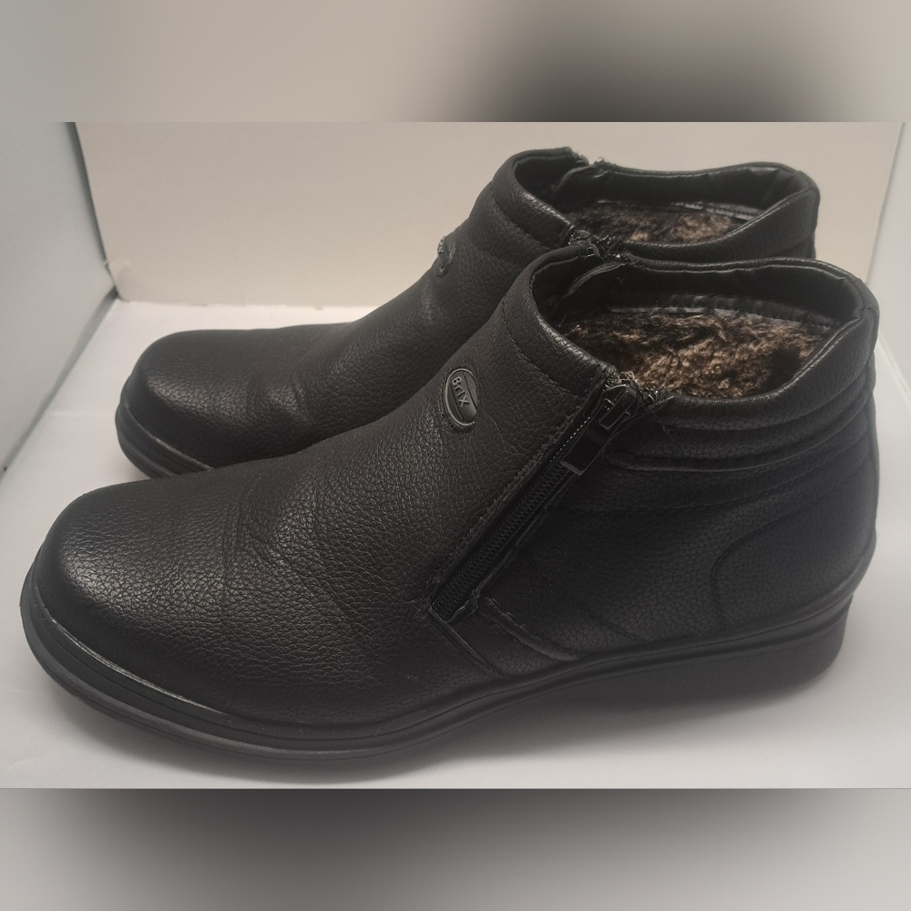 Brix 40 ( 7.5 ) Mens Winter Ankle Boots Faux Fur Lined Zipper Closures